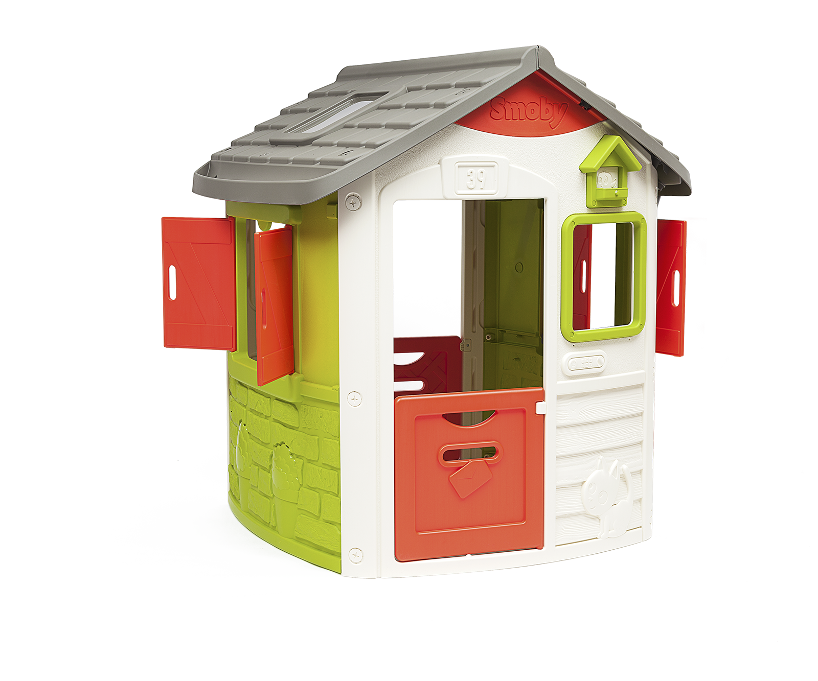 Neo Jura Lodge Smoby Play House extendable, 2 doors, 2 windows with shutters and bird feeder, 2 years and over